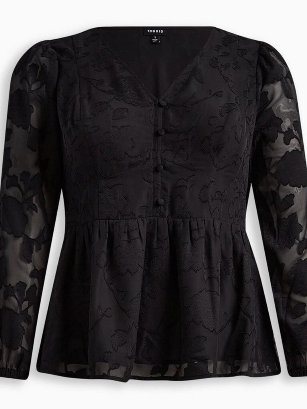 New! torrid PEPLUM CHIFFON CLIP FLORAL BLOUSON SLEEVE TOP 4